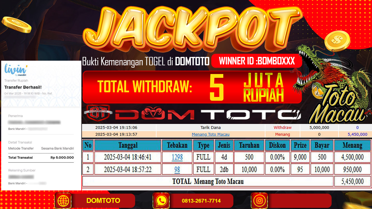 JACKPOT TOGEL TOTO MACAU 4D 4 MARET 2025